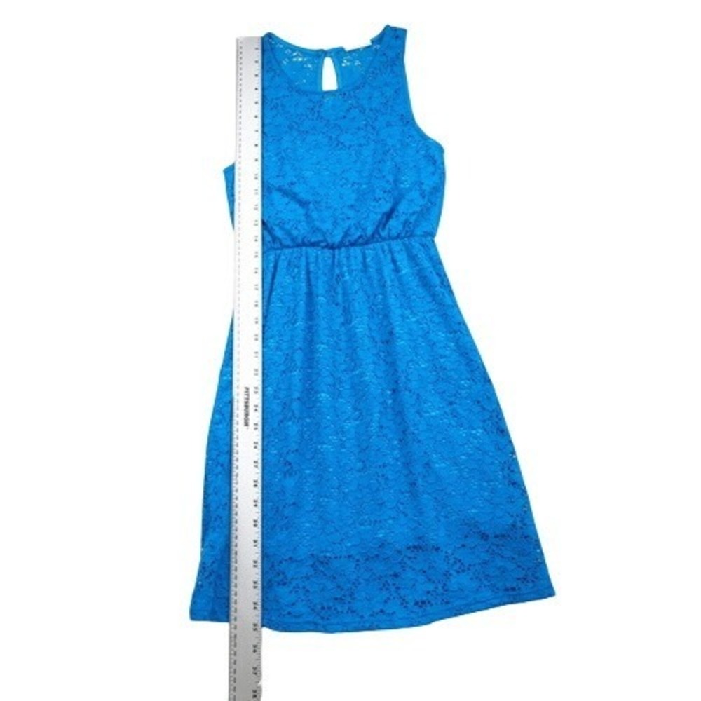 Everly Bright Blue Lace Sleeveless Fit And Flare Dress Size Small - Picture 3 of 6